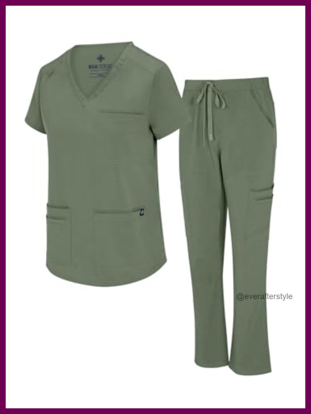 Womens 11 Pocket Cool Stretch Cargo Scrub Set V-Neck Medical Uniform